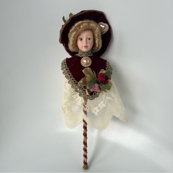 Vintage Kurt S Adler KSA Victorian Porcelain Doll Christmas Ornament Burgundy - Picture 3 of 16
